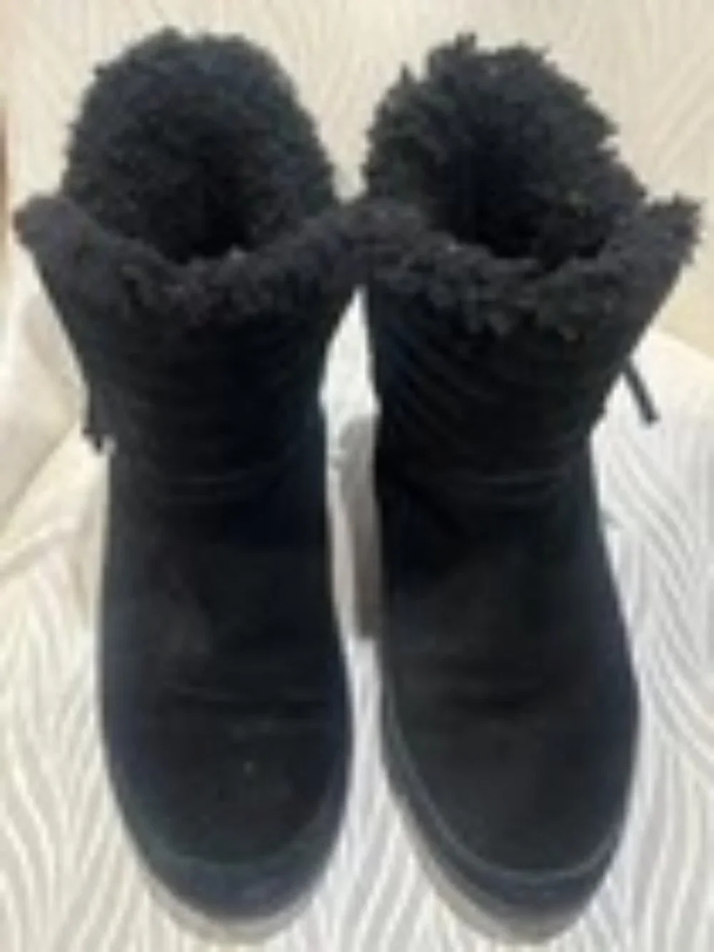 Tory Burch Black Suede Fur-Trim Ankle Boots Size 7